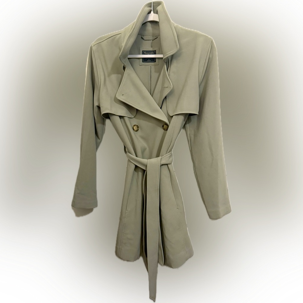 Abercrombie & Fitch Women's Sage Green Mid Length Trench Coat | Sz L
